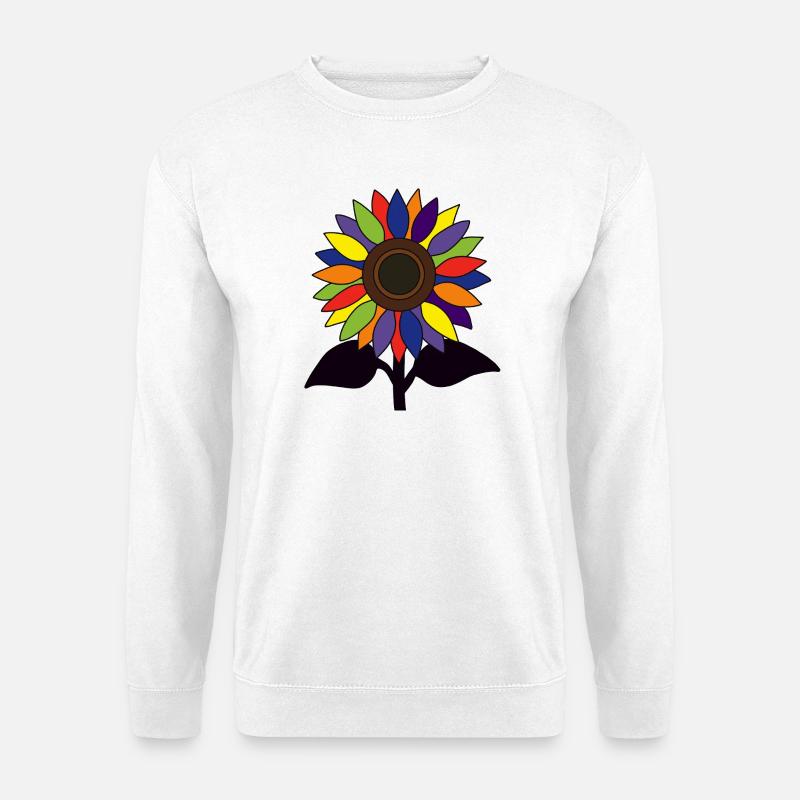 Regenbogen-Sonnenblume - Unisex Pullover - Weiß