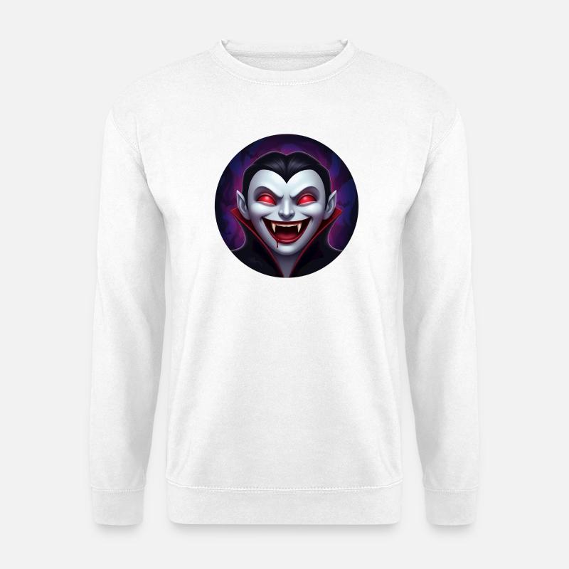 Vampirgrinsen – roter Blick - Unisex Pullover - Weiß