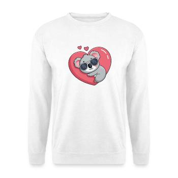 Koala Resting Pink Heart Glasses - Unisex Sweatshirt - white - Front