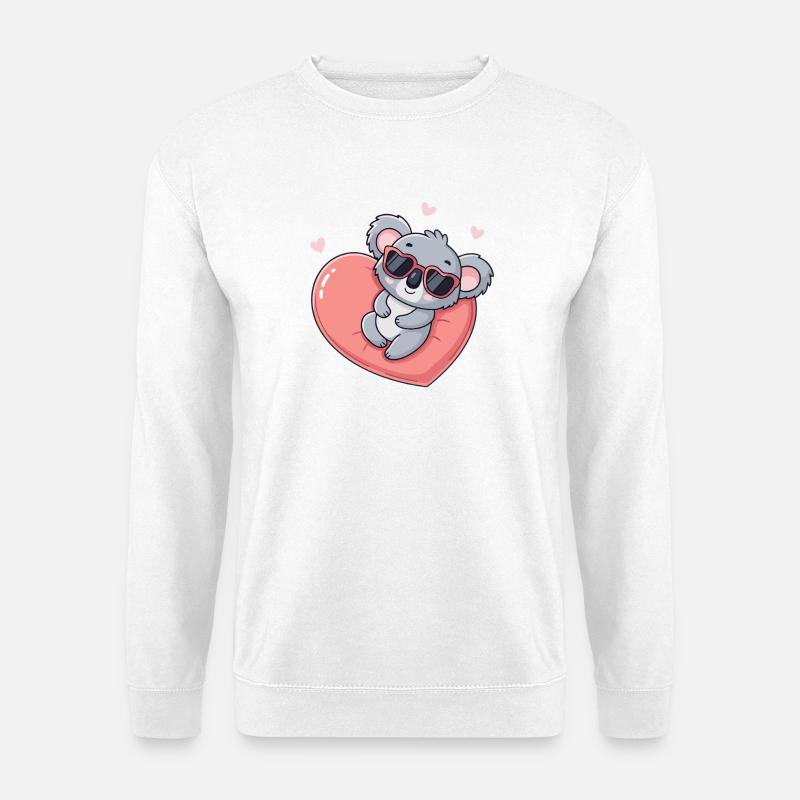 Kawaii-Koala mit rosa Herzbrille - Unisex Pullover - Weiß
