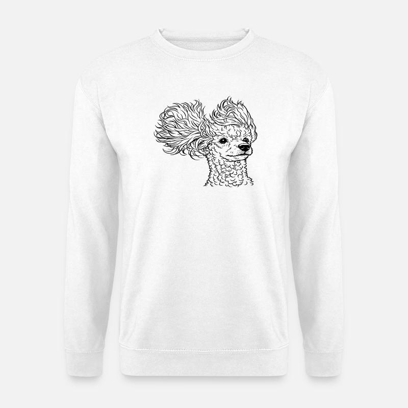 Eleganter Pudel im Line-Art-Stil - Unisex Pullover - Weiß