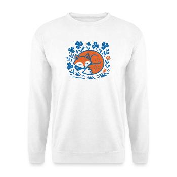 Sleeping Fox in Floral Night Garden - Unisex Sweatshirt - white - Front
