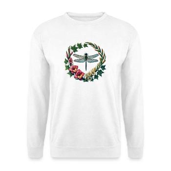 Dragonfly Floral Wreath Frame - Unisex Sweatshirt - white - Front