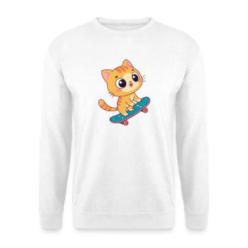 Chaton kawaii sur skateboard - Sweat-shirt Unisexe - blanc - Devant