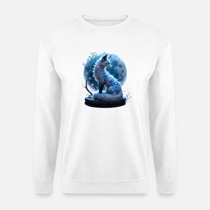 Blauer Fuchs der Lunar-Edelsteine - Unisex Pullover - Weiß