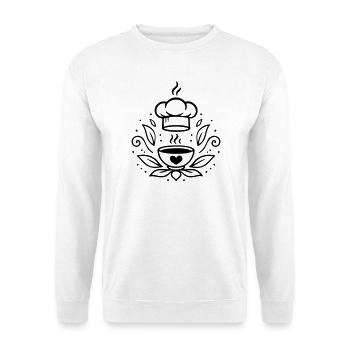 Vegan kochen Schale mit Herz & Kochmütze - Unisex Pullover - Weiß - Vorne