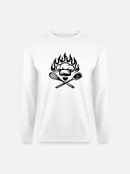 Cooking with heart and flame - Küchenliebe - Unisex Sweatshirt - white