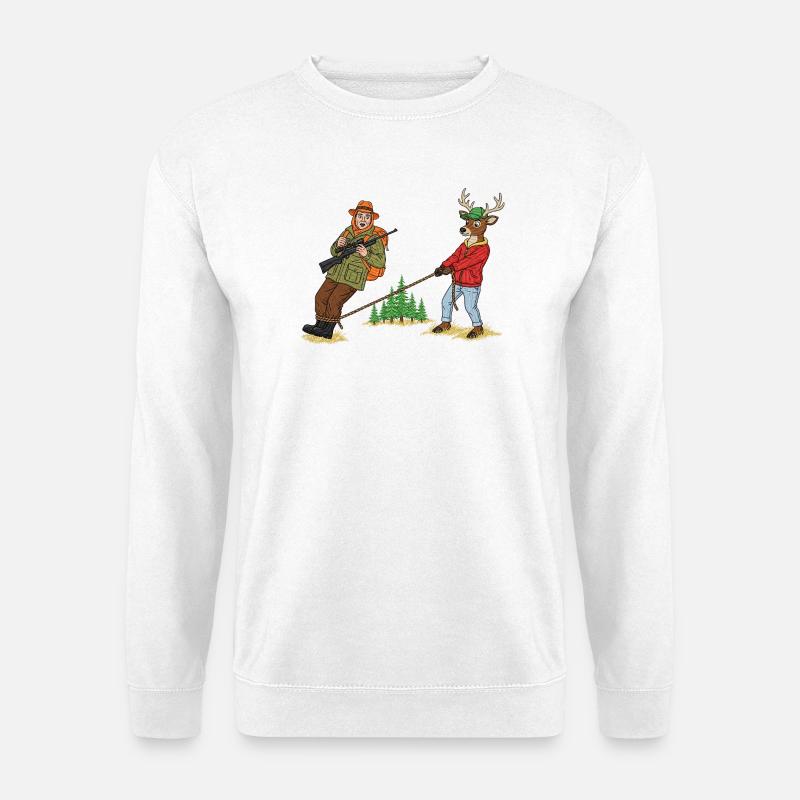Waldschlepper-Duo: Jäger & Hirsch - Unisex Pullover - Weiß