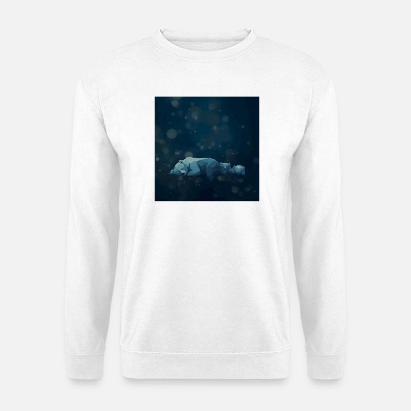 Blue Night Geometrische Eisbären - Unisex Pullover - Weiß