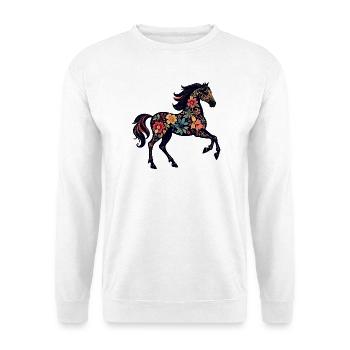 Flower Horse Floral Ornaments Horse Silhouette - Unisex Sweatshirt - white - Front