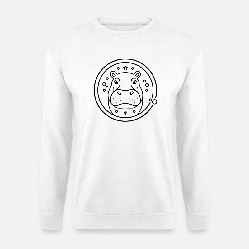 Hippopotamus Starry Sky Circle Outline - Unisex Sweatshirt - white