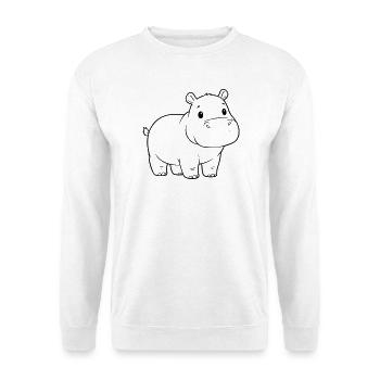 Süßes Baby Nilpferd Comic Outline - Unisex Pullover - Weiß - Vorne