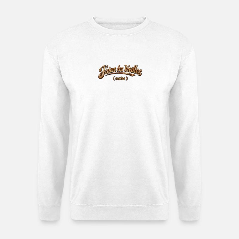 Ich mag alte Rusty-Motorräder - Unisex Pullover - Weiß