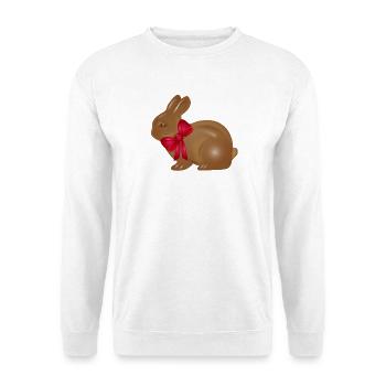 Schokoladen-Osterhase mit roter Schleife Motiv - Unisex Pullover - Weiß - Vorne