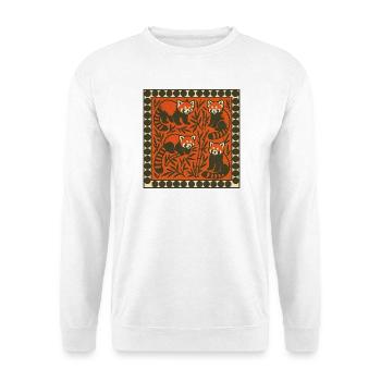 Red Panda Bamboo Forest Vintage-Muster - Unisex Pullover - Weiß - Vorne