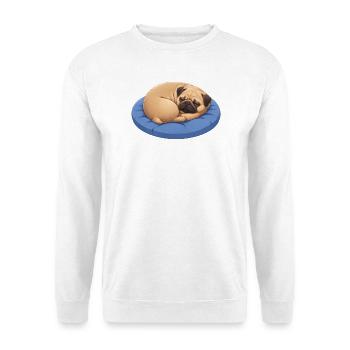 Carlin mignon Chien de dessins animés câlinant Reposant - Sweat-shirt Unisexe - blanc - Devant