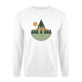 Wald Berge Natur Vintage Retro Berge Tannenbaum - Unisex Pullover - Weiß - Vorne