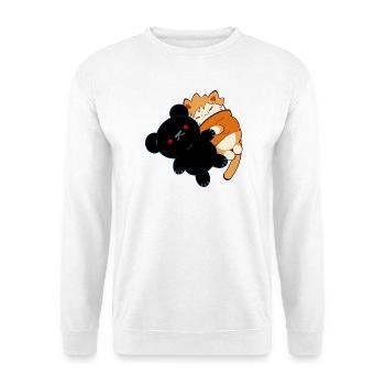 Design anime : chat rouge mignon avec un ours en peluche - Sweat-shirt Unisexe - blanc - Devant