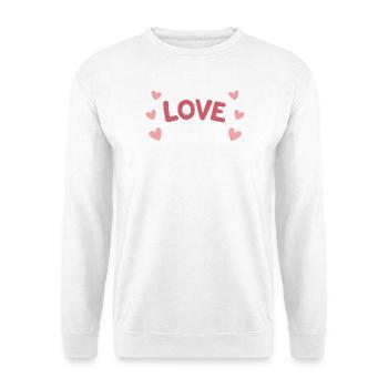 LIEBE Pastel und Playful Hearts - Unisex Pullover - Weiß - Vorne - Alina (178cm) & Michal (187cm)