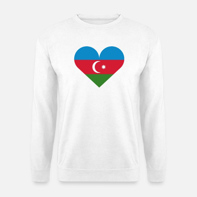 Herzflagge Aserbaidschans - Unisex Pullover - Weiß