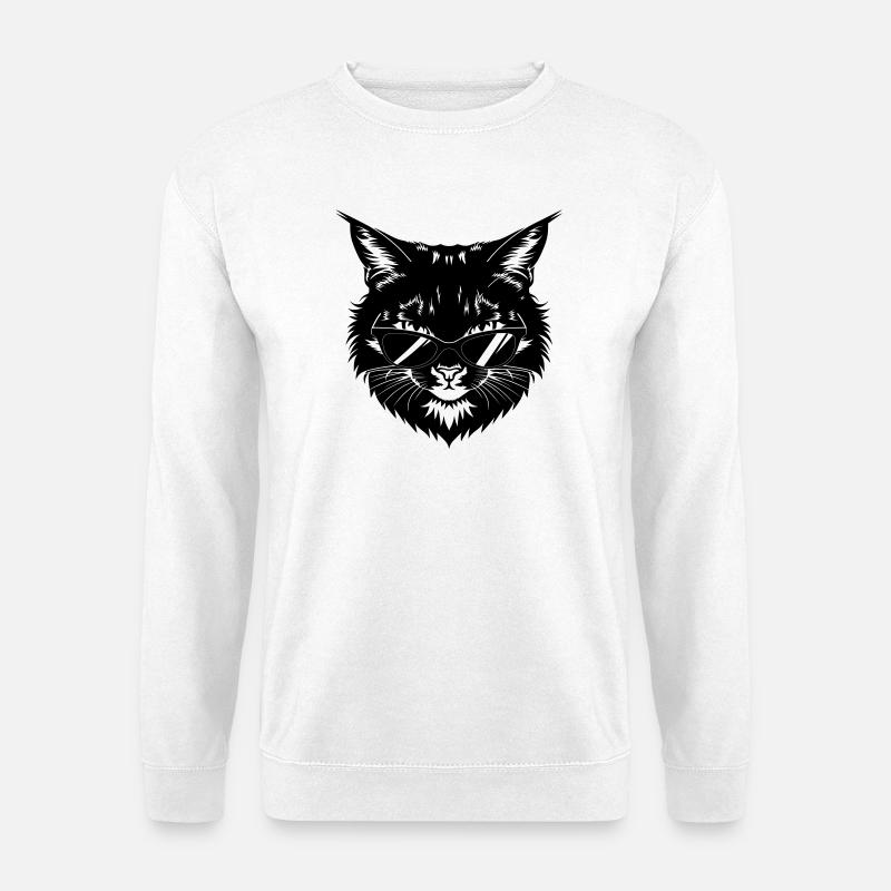 Black cat with sunglasses - Unisex Sweatshirt - white