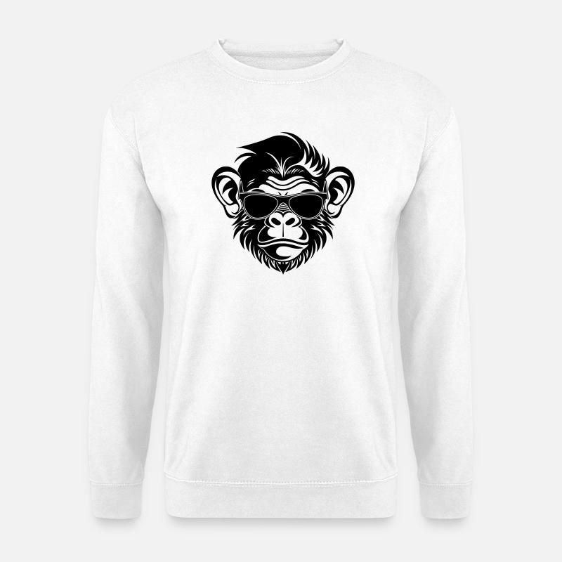 Cool Monkey Head with Sunglasses - Unisex Sweatshirt - white