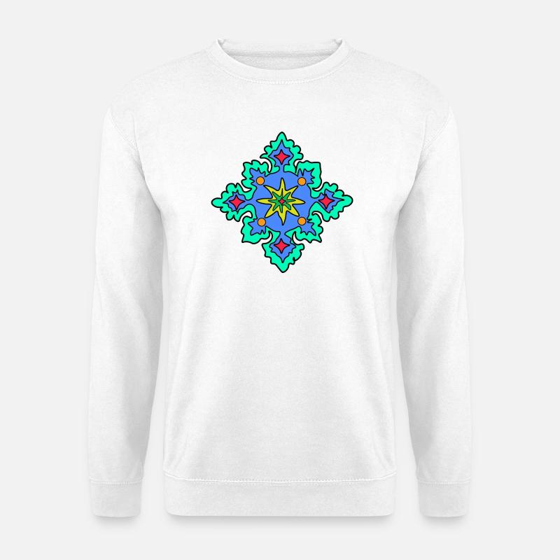 Geometrisches Mandala-Sternmuster - Unisex Pullover - Weiß