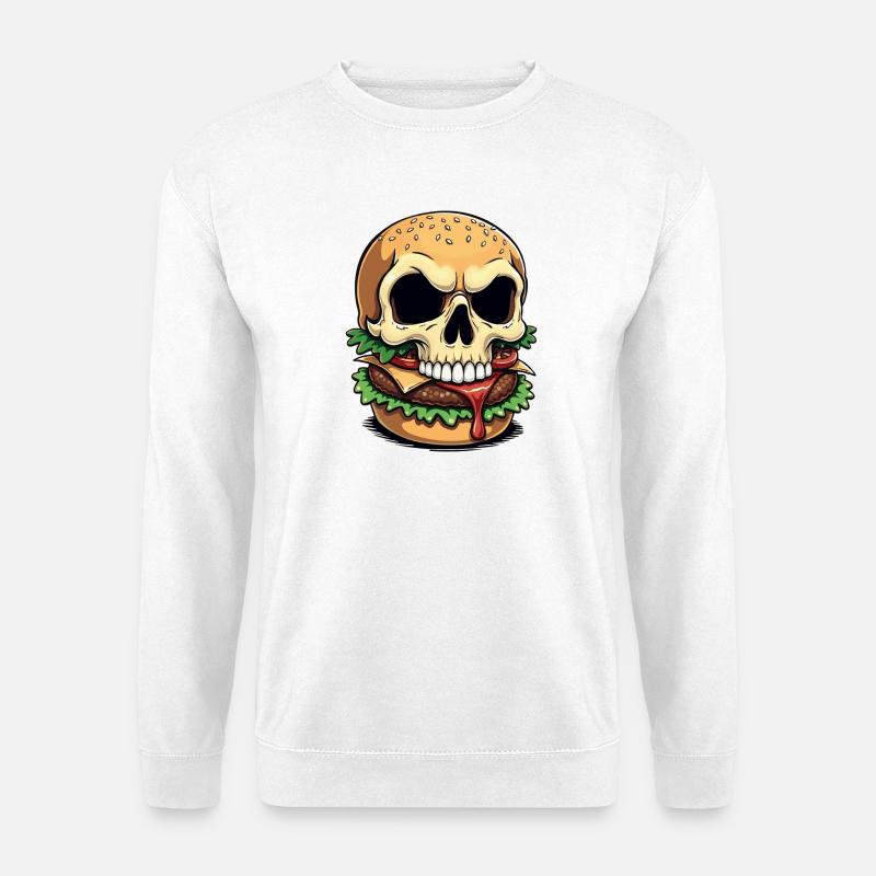 Skull Burger Popart - Unisex Pullover - Weiß