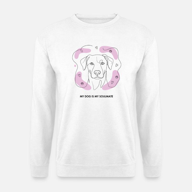 Hund Soulmate Line Art - Unisex Pullover - Weiß