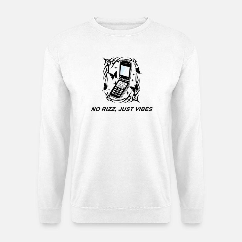 No Rizz Just Vibes Cell Phone - Unisex Sweatshirt - white