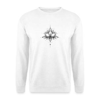 Minimalistische Mandala Lotus, Ruhe und Harmonie - Unisex Pullover - Weiß - Vorne