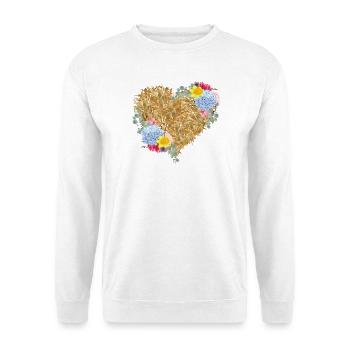 Cœur de paille avec des fleurs printanières - Sweat-shirt Unisexe - blanc - Devant