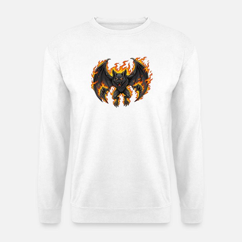 Fledermaus in Flammen - Unisex Pullover - Weiß