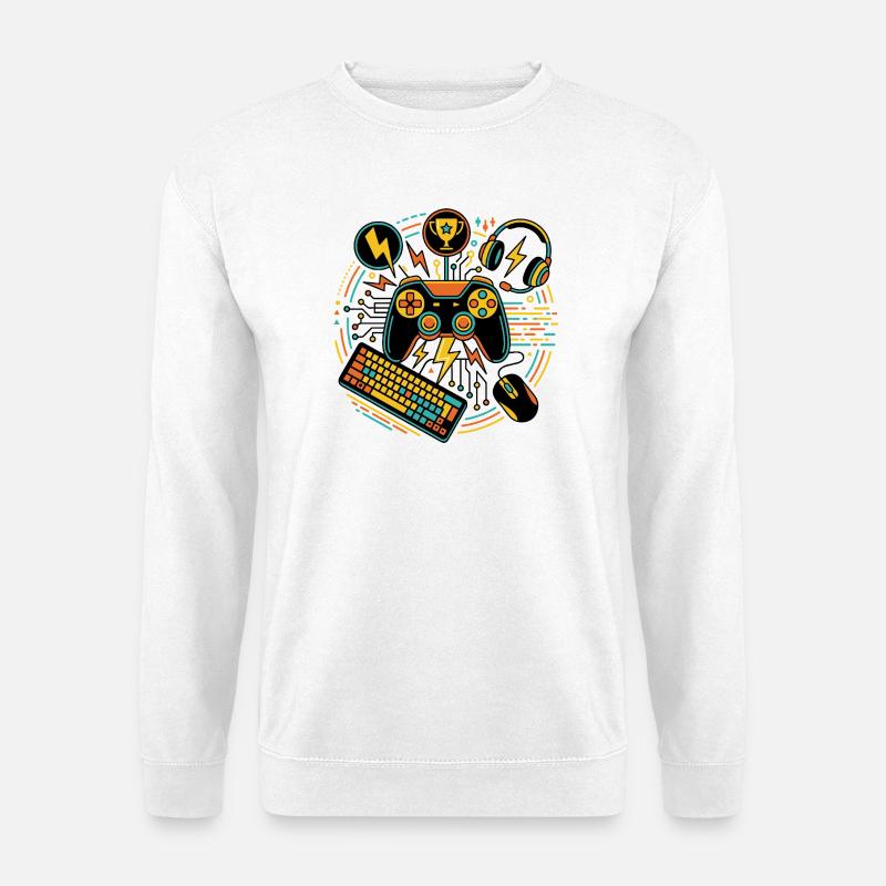 Neon Gaming Controller Motif - Unisex Sweatshirt - white