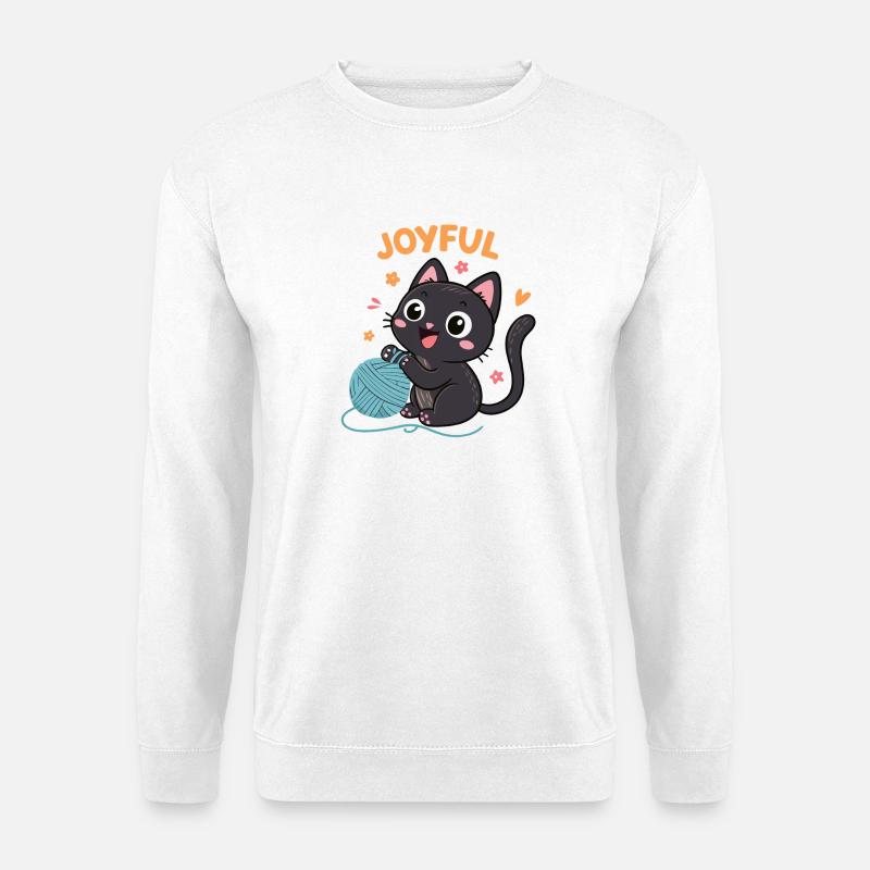 Freudiges Kätzchen und Pelota - Unisex Pullover - Weiß