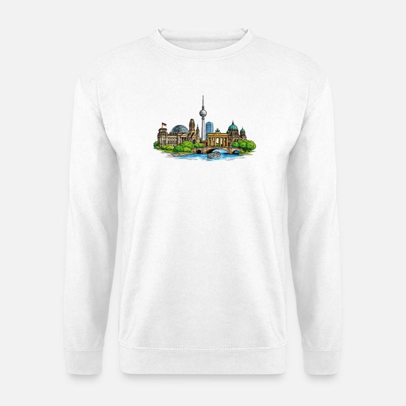 Berliner Skyline  - Unisex Pullover - Weiß