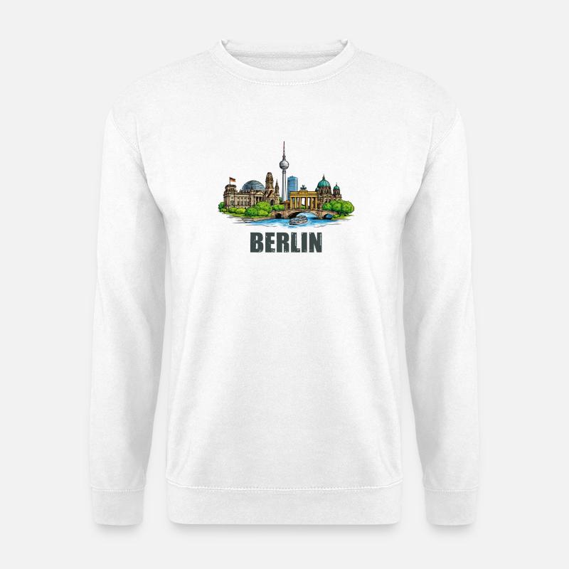Berliner Skyline  - Unisex Pullover - Weiß