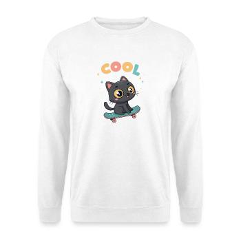 Pastel skateboard cat - Unisex Sweatshirt - white - Front