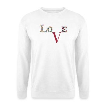 Liebe Patchwork-Typografie - Unisex Pullover - Weiß - Vorne