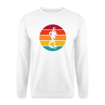 Frisches Running Motiv für Rennen - Unisex Pullover - Weiß - Vorne - Alina (178cm) & Michal (187cm)