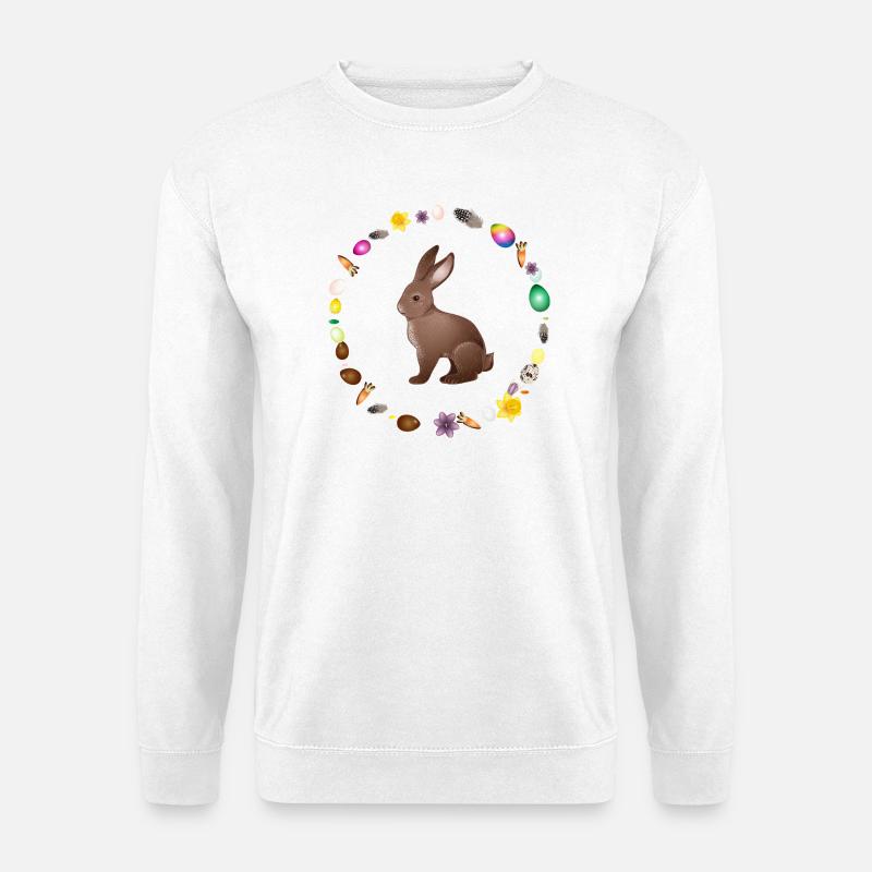 Easter bunny in Easter spring wreath - Unisex Sweatshirt - white