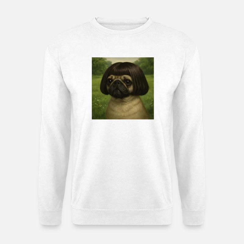 Hund mit BobFrisur im Grünen - Unisex Pullover - Weiß