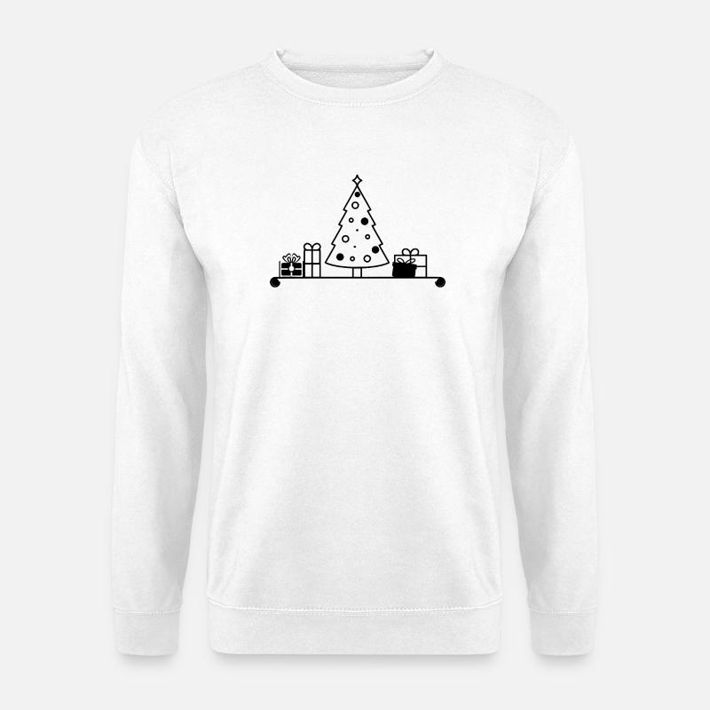 Weihnachtsbaum auf Regal mit Geschenken - Unisex Pullover - Weiß