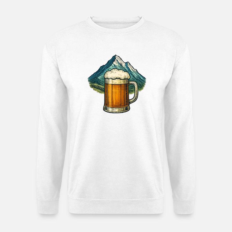 Bergbier-Motiv mit Gebirge - Unisex Pullover - Weiß