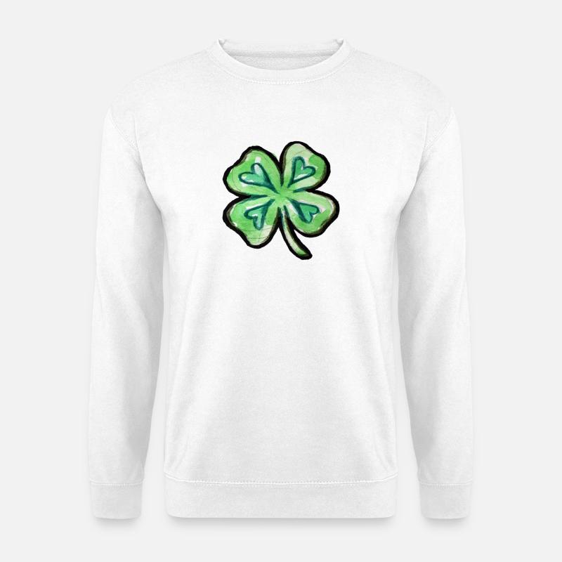 Lime Aquarell Kleeblatt - Unisex Pullover - Weiß