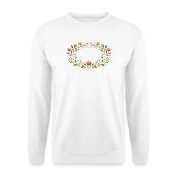 Floral Spring Frame with Flowers - Unisex Sweatshirt - white - Front