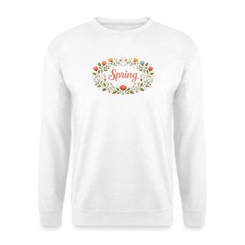 Spring lettering in floral spring wreath - Unisex Sweatshirt - white - Front