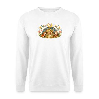 Magical Spring House with Fox and Owl - Unisex Sweatshirt - white - Front