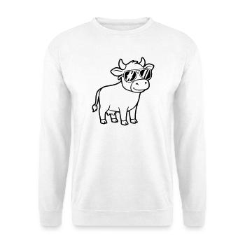 Cool Cow Sunglasses Casual Vector - Unisex Sweatshirt - white - Front