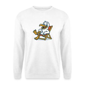 Lässige Ente im Strandstuhl - Unisex Pullover - Weiß - Vorne